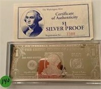 1996 One Dollar Silver Proof Bar