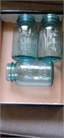 (3) Blue Quart Jars