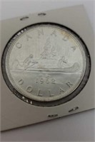 CANADA 1962 SILVER DOLLAR COIN AU-50