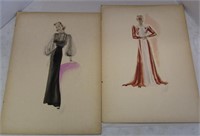 15 x 20 Signed Vintage Fashion Drawings