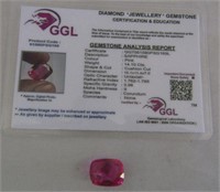 Great Ruby Rec Cut 8.7 From Mozambique W/coa