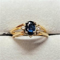 $3200 14K  Diamond(0.15ct) Sapphire(0.7ct) Ring