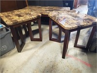 FAUX MARBLE LIVING ROOM COFFEE & END TABLES SET