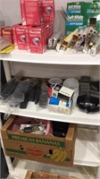 Contents of shelves TV remotes, Halogene bulbs