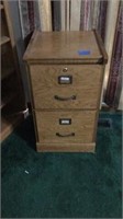 2 Drawer oak file cabinet and contents 16 wide x