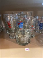 assorted beer glasses strohs, budweiser, plain