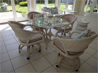Glass Top Table w/ (4) Chairs on Casters