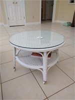 Glass Top Side Table on Casters