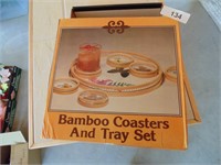 Bamboo Coaster & Tray Set (Appears New), +
