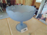 Frosted Blue Pedestal Bowl