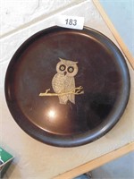 Plastic Couroc Vintage Owl Plate & Plastic Fruit