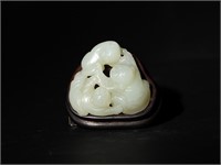 Chinese White Jade Toggle w/ Stand, 18th C#