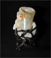 Chinese Jade Flower Vase, Early 19th C#