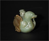 Jade Carved Water Dropper of Mandarin Duck, Ming