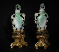 Pair of Chinese Jadeite Vases, 19th C#