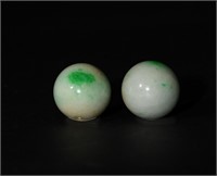 Two Chinese Jadeite Beads, 19th C#