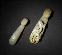 Two CHI. Jade Dragon Hooks, Ming and Qing Dynasty