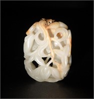 Chinese Hetian Jade Carved Lotus, 18-19th C#