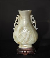 Chinese Jade Vase with Dragons, 17-18th C#
