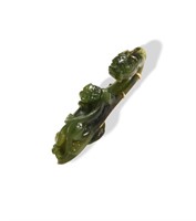 Chinese Spinach Jade Dragon Hook, 18th C#