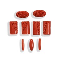 Group of 9 Chinese Coral Beads