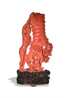 Chinese Coral Carving of a Woman, 19th Century