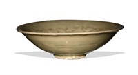 Chinese Yaozhou Bowl Incised w/ Flowers, Song/Yuan