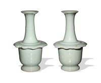 Pair of Chinese Celadon Vases, Late 19th Century