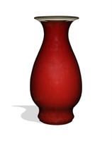 Chinese Red-Glazed Vase, 19th C#