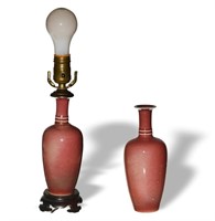 Pair of Chinese Peachbloom Laifu Vases, 19th C#