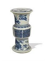 Chinese Blue and White Porcelain Gu Stand, 19th C#