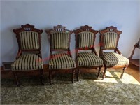 4 Wood Frame Upholstered Chairs