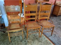 3 Cane Bottom Dining Chairs
