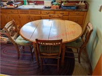 Antique Kitchen Table, 4 Chairs, & Leaf