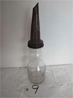 Glass Oil Bottle with Mobileoil Metal Pour Spout