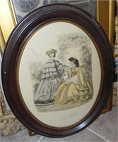 Antique La Mode Illustree Oval Wood Framed