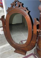 Vintage Wood Frame Swivel Vanity Mirror