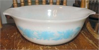 Blue Thistle Flower Milk Glass Mixing Bowl