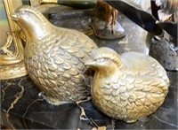 Pair of Brass Quail Figures