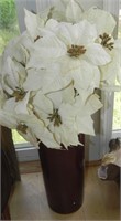 White Flowers with Brown Wood Vase
