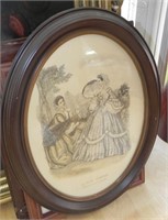 Antique La Mode Illustree Art with Oval Frame