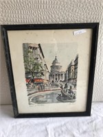 Framed Paris Street Scene (signed)