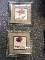 2 Pieces Framed Floral Art