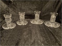 Two Pairs of Short Crystal Candle Holders