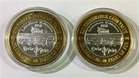 2 Silver & Brass $10 Gaming Tokens cactus Pete’s