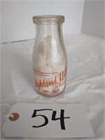 Highland Hill, Lowell, Michigan Dairy Bottle
