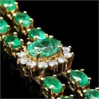 AIGL 14k Gold 12.00 Ct Emerald 1.50 Ct Diamond