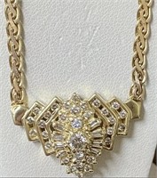 14 Kt Yellow Gold Natural Diamond Pendant Necklace