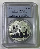 2010 China panda Silver PCGS MS70