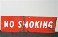 NO SMOKING PORCELAIN SIGN  18" X 6"